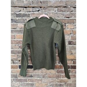 US Military Marine Corps Olive Green Knitted Wool Sweater Woolly Pully Medium Sm